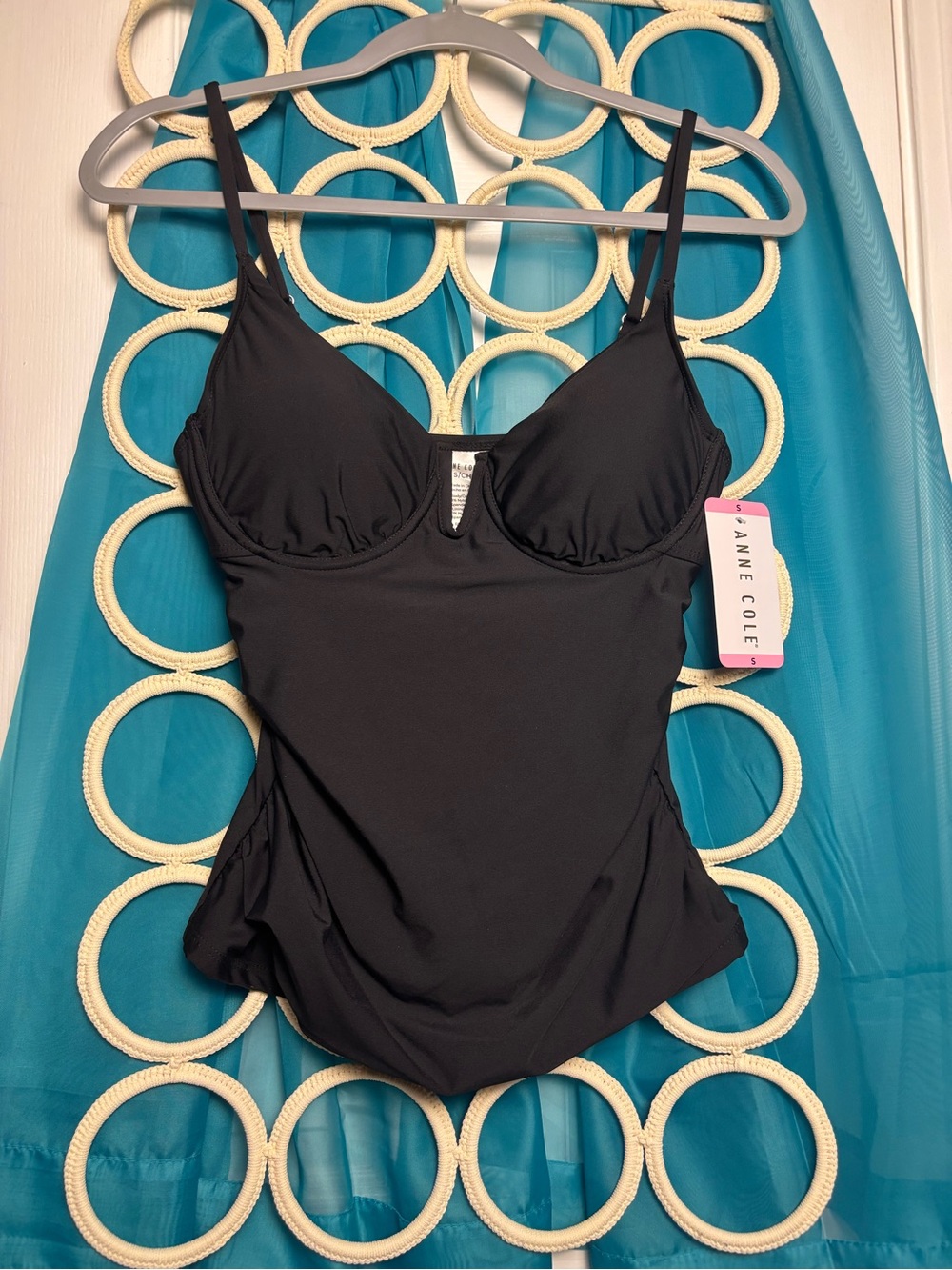 Anne Cole Solid Black Underwire Swim Tankini Top NWT SIZE SMALL - Picture 4 of 12